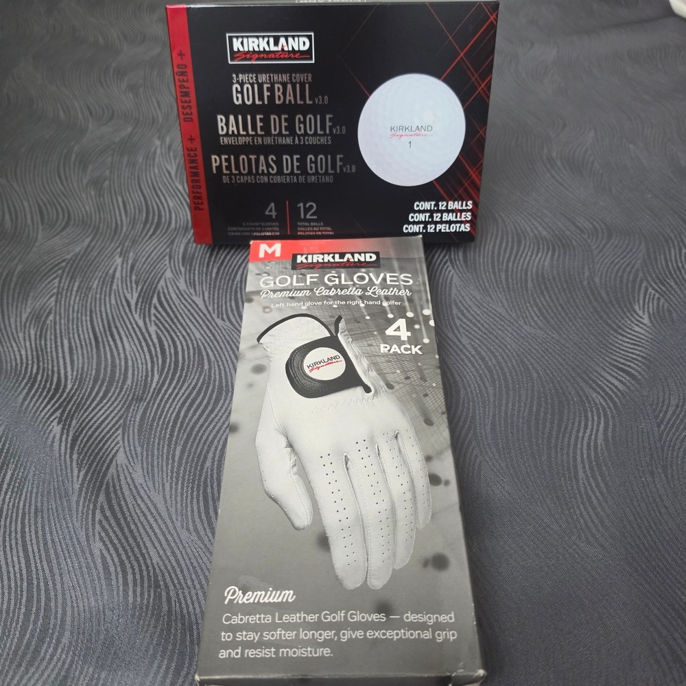 Kirkland Signature 4 Golf Gloves With Free Balls Bundle Mens M White 12 Balls